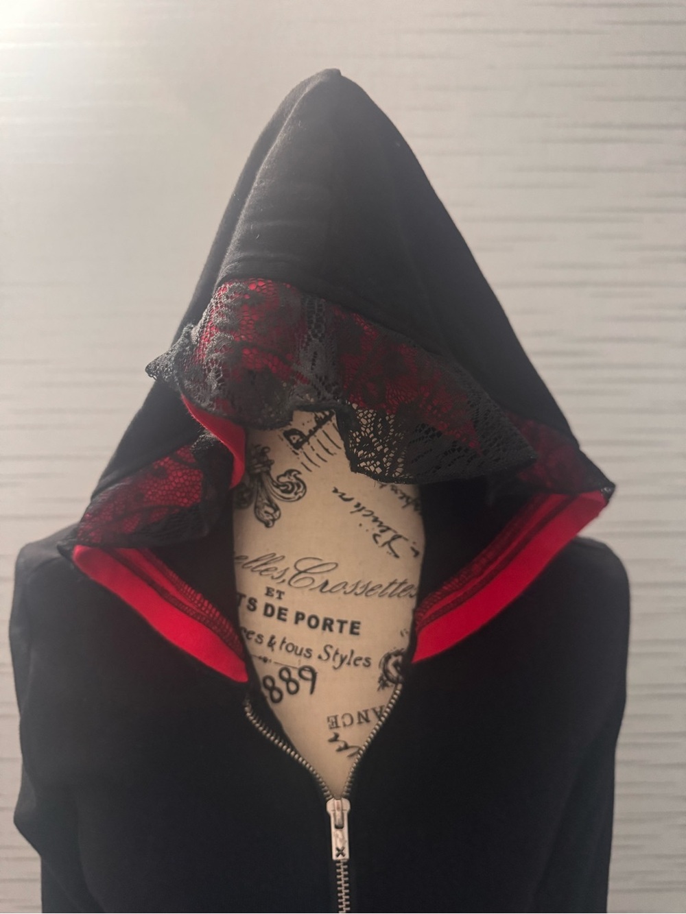 Tripp nyc Corset Zip Hoodie Black/Red/Lace/ in Size S in EUC - Picture 5 of 7